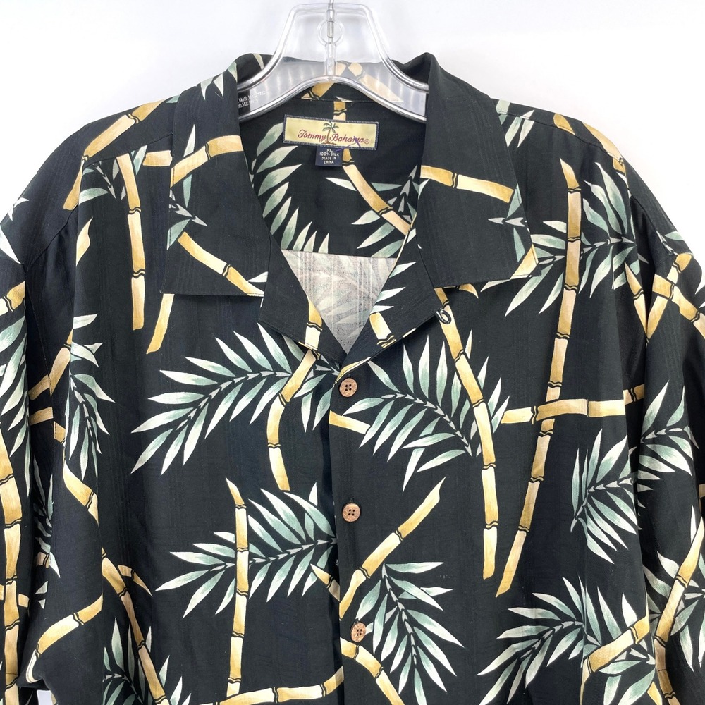 🚀 Tommy Bahama XL 100% Silk Bamboo Palm Tropical Hawaiian Camp Shirt Mens‎